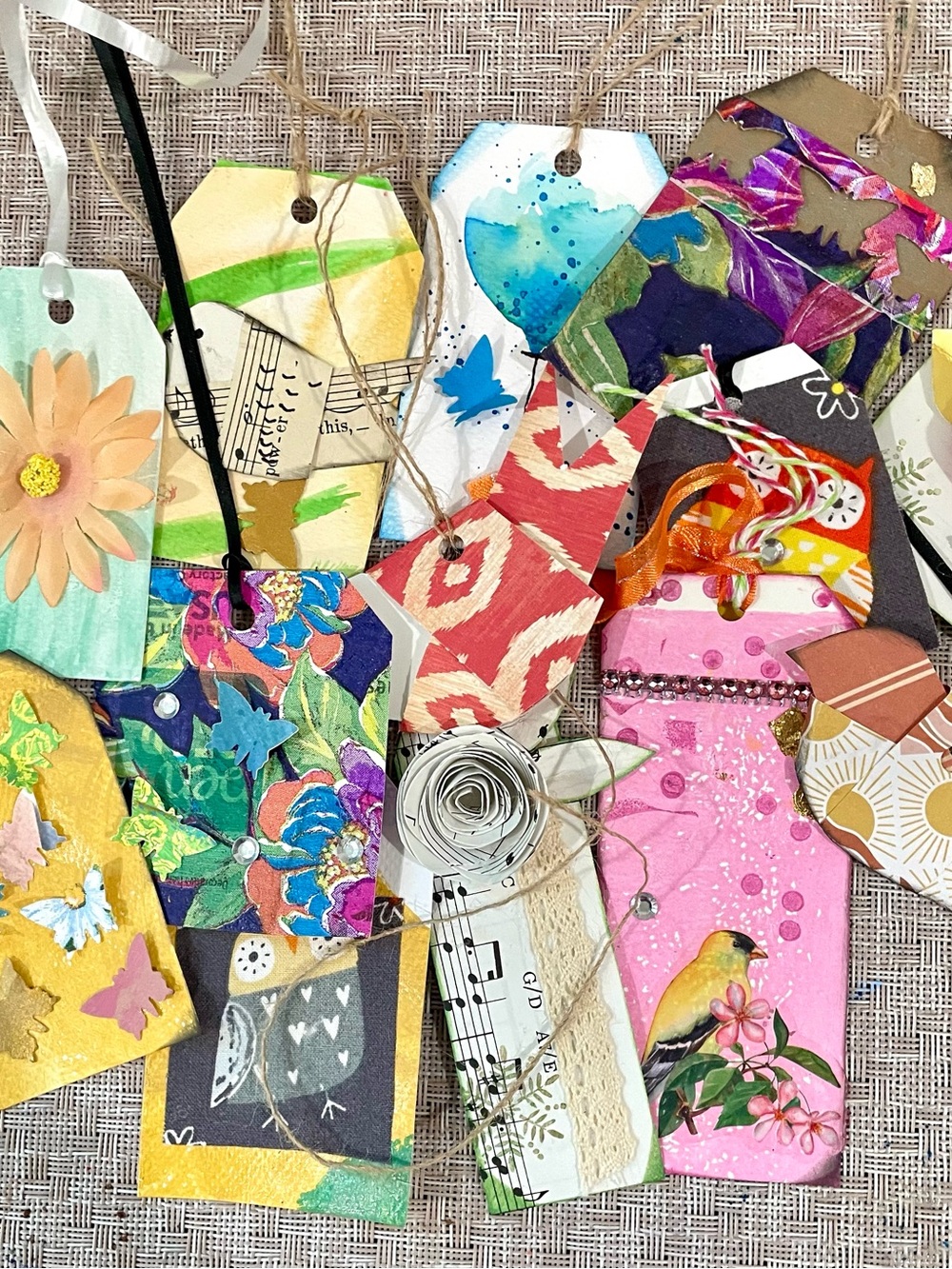 8 mixed media hang tags
